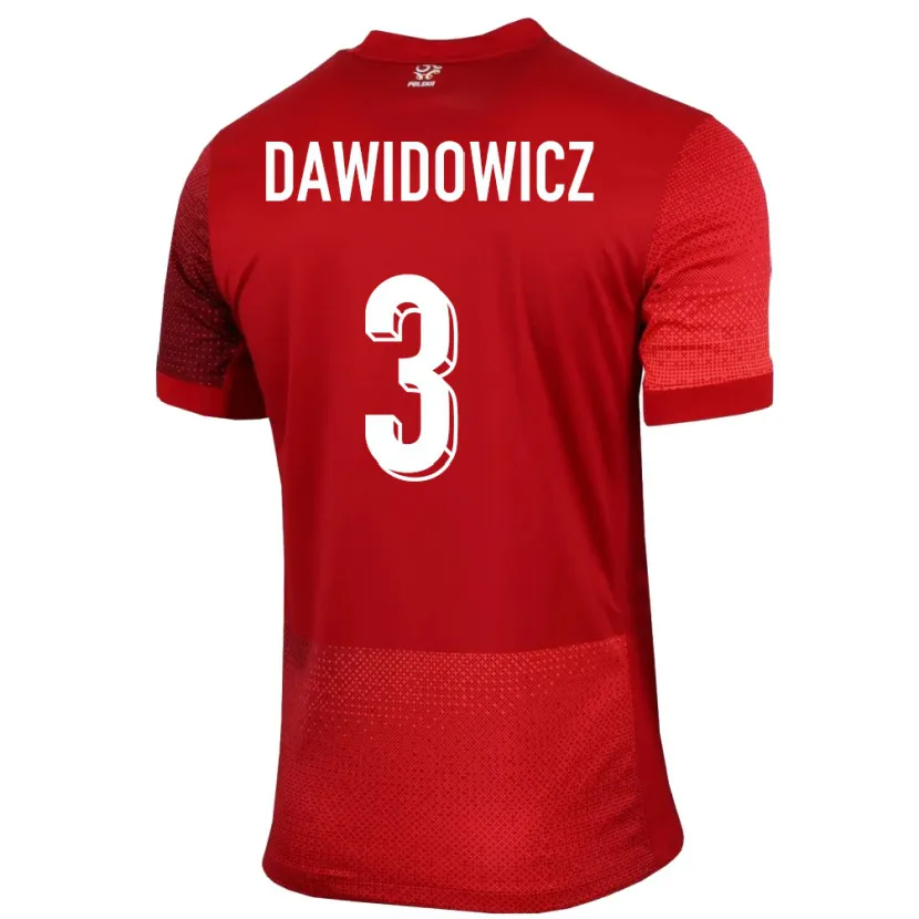 Danxen Barn Polen Pawel Dawidowicz #3 Rød Bortetrøye Drakt Trøye 24-26 Skjorter T-Skjorte