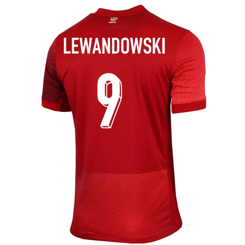 Danxen Barn Polen Robert Lewandowski #9 Rød Bortetrøye Drakt Trøye 24-26 Skjorter T-Skjorte