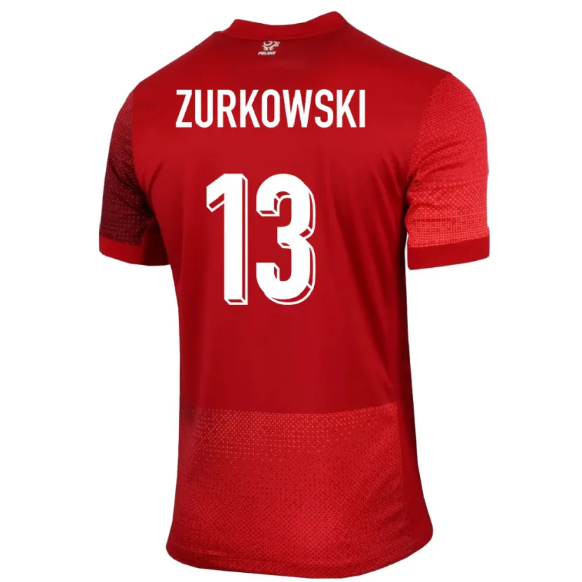 Danxen Barn Polen Szymon Zurkowski #13 Rød Bortetrøye Drakt Trøye 24-26 Skjorter T-Skjorte