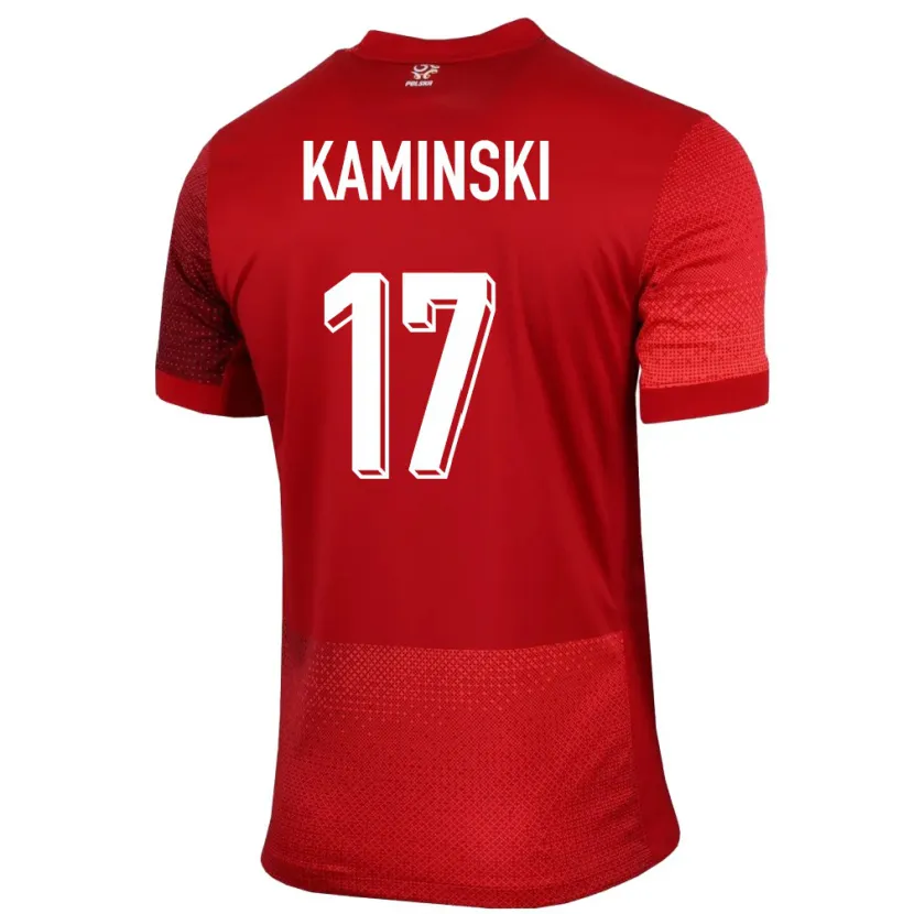 Danxen Barn Polen Jakub Kaminski #17 Rød Bortetrøye Drakt Trøye 24-26 Skjorter T-Skjorte