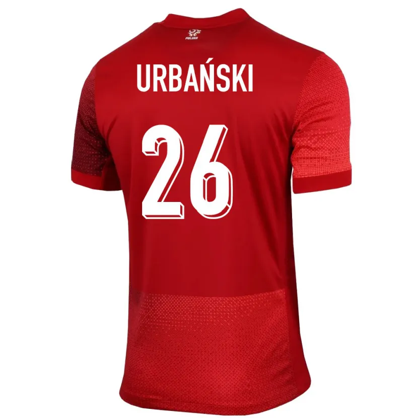 Danxen Barn Polen Kacper Urbanski #26 Rød Bortetrøye Drakt Trøye 24-26 Skjorter T-Skjorte