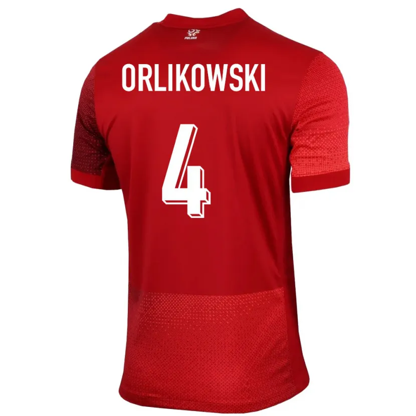 Danxen Barn Polen Igor Orlikowski #4 Rød Bortetrøye Drakt Trøye 24-26 Skjorter T-Skjorte