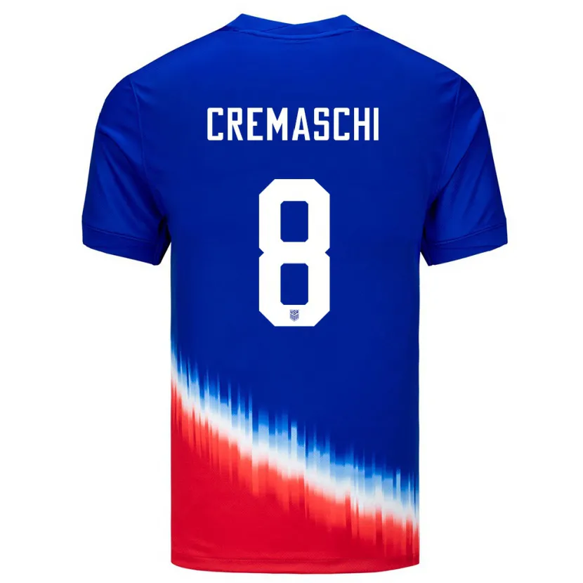 Danxen Barn Usa Benjamin Cremaschi #8 Blå Bortetrøye Drakt Trøye 24-26 Skjorter T-Skjorte
