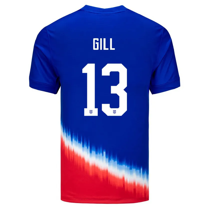 Danxen Barn Usa Adrian Gill #13 Blå Bortetrøye Drakt Trøye 24-26 Skjorter T-Skjorte
