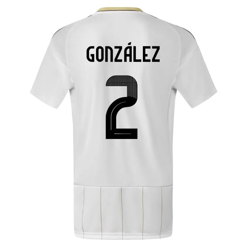 Danxen Barn Costa Rica Julian Gonzalez #2 Hvit Bortetrøye Drakt Trøye 24-26 Skjorter T-Skjorte