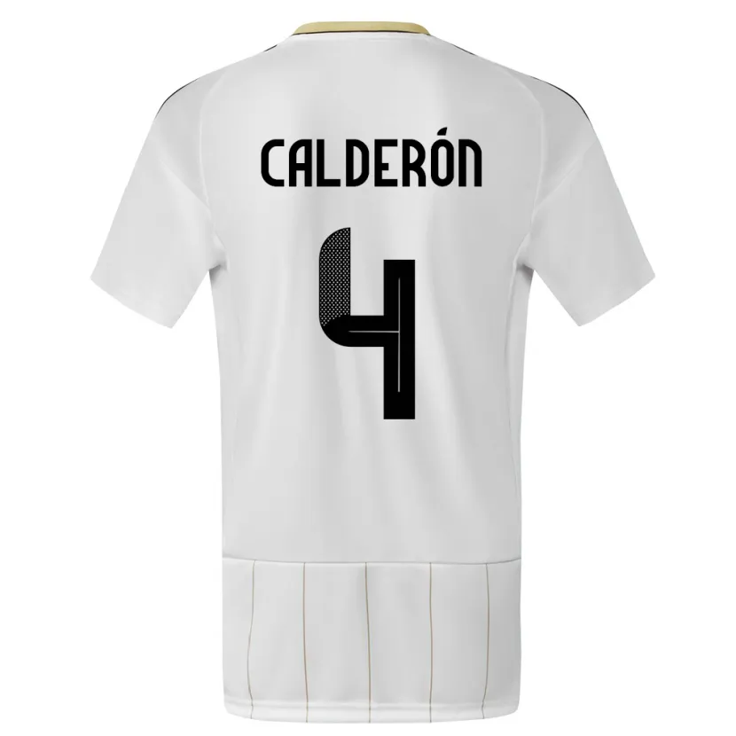Danxen Barn Costa Rica Brandon Calderon #4 Hvit Bortetrøye Drakt Trøye 24-26 Skjorter T-Skjorte