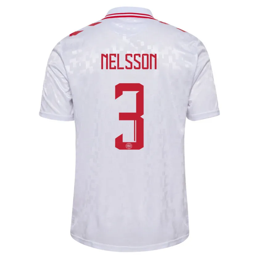 Danxen Barn Danmark Victor Nelsson #3 Hvit Bortetrøye Drakt Trøye 24-26 Skjorter T-Skjorte
