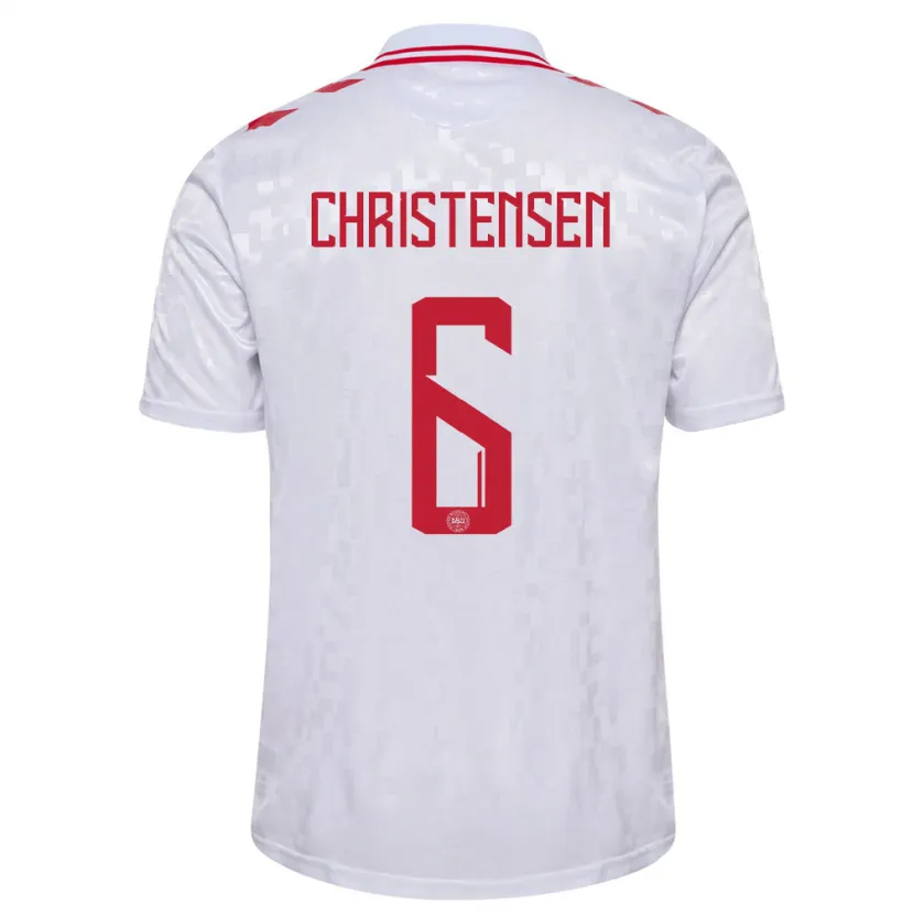 Danxen Barn Danmark Andreas Christensen #6 Hvit Bortetrøye Drakt Trøye 24-26 Skjorter T-Skjorte