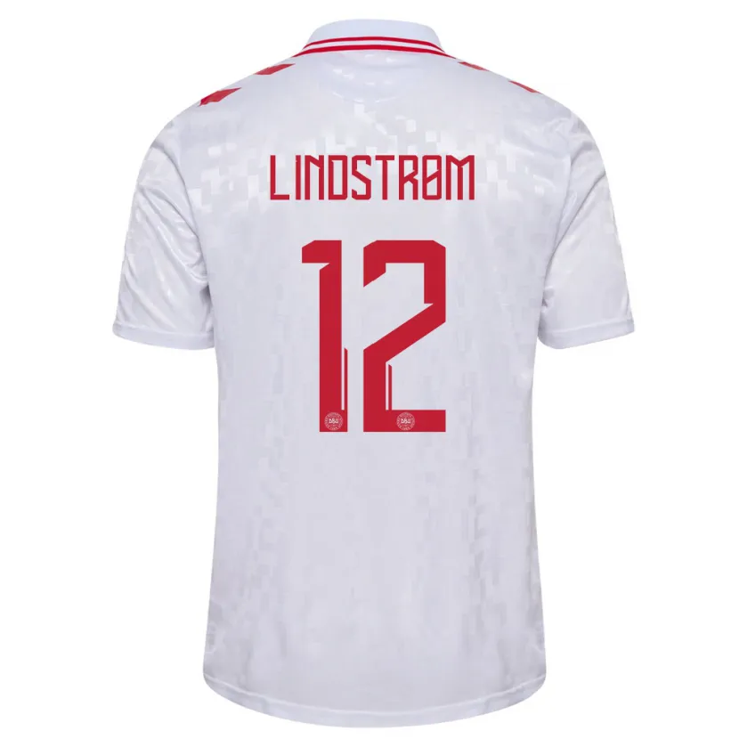 Danxen Barn Danmark Jesper Lindstrøm #12 Hvit Bortetrøye Drakt Trøye 24-26 Skjorter T-Skjorte