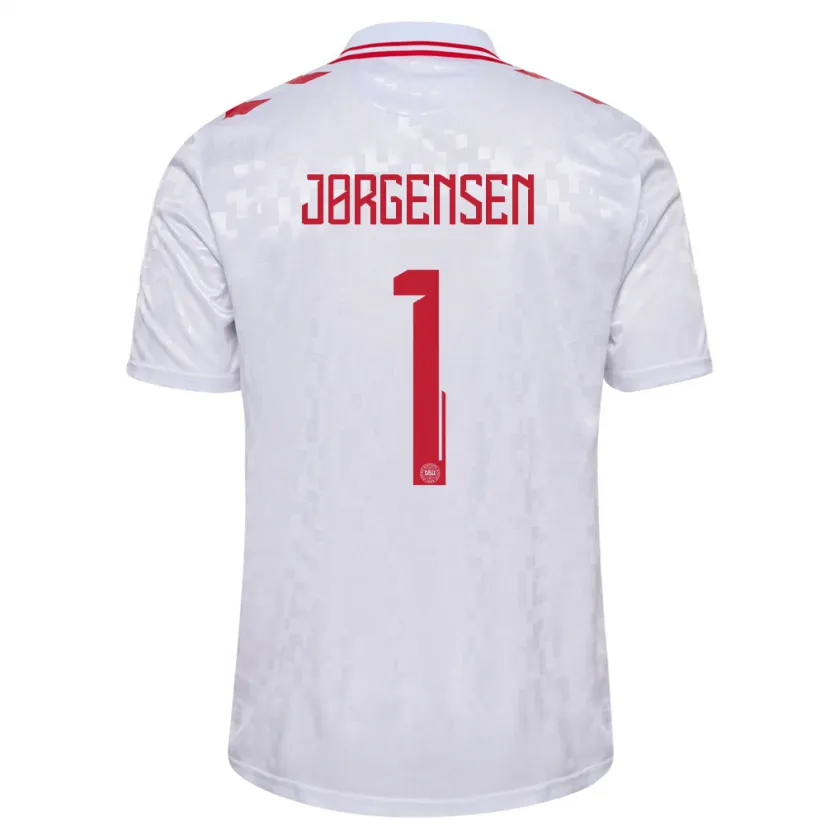 Danxen Barn Danmark Filip Jørgensen #1 Hvit Bortetrøye Drakt Trøye 24-26 Skjorter T-Skjorte