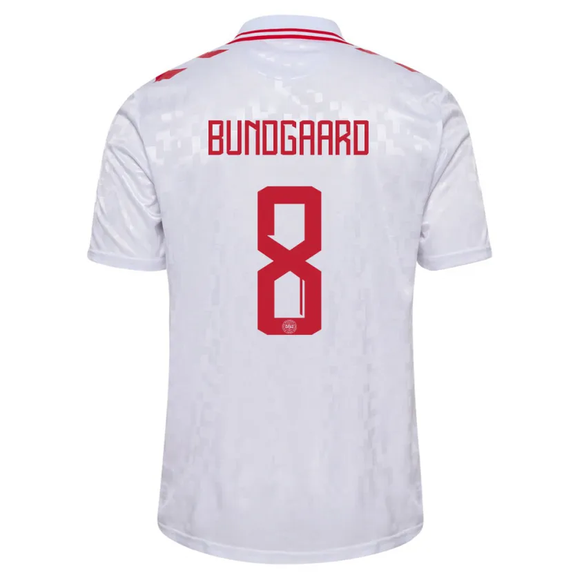 Danxen Barn Danmark Filip Bundgaard #8 Hvit Bortetrøye Drakt Trøye 24-26 Skjorter T-Skjorte