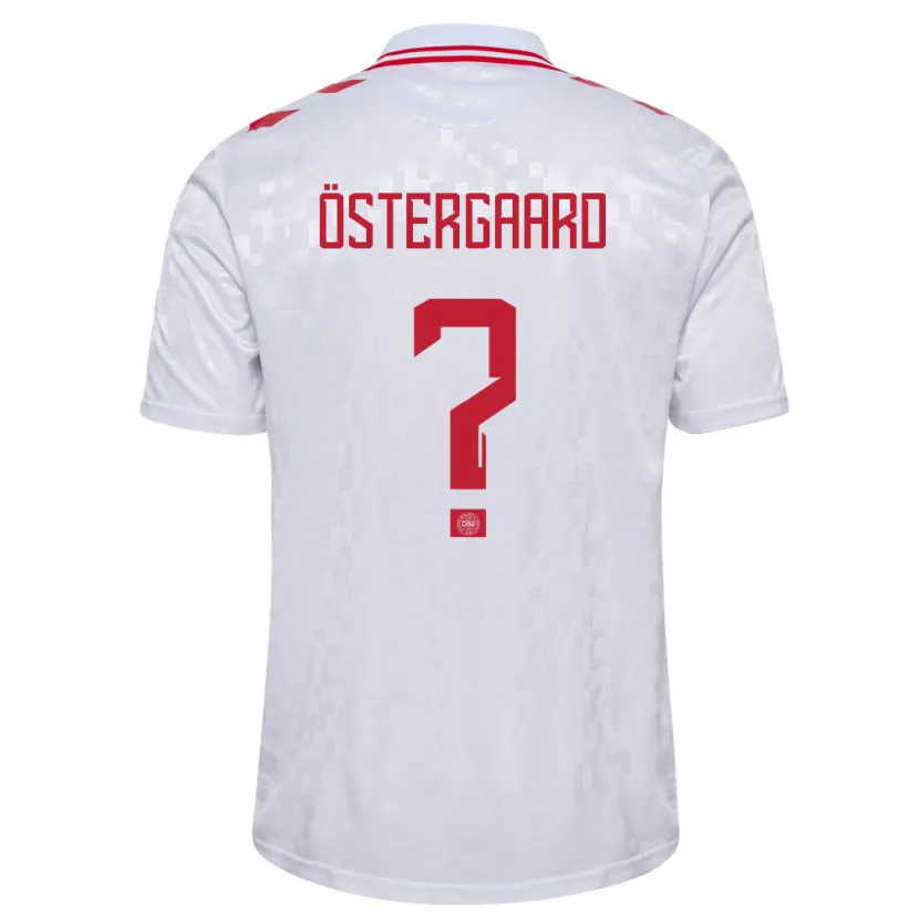 Danxen Barn Danmark Christian Östergaard #0 Hvit Bortetrøye Drakt Trøye 24-26 Skjorter T-Skjorte
