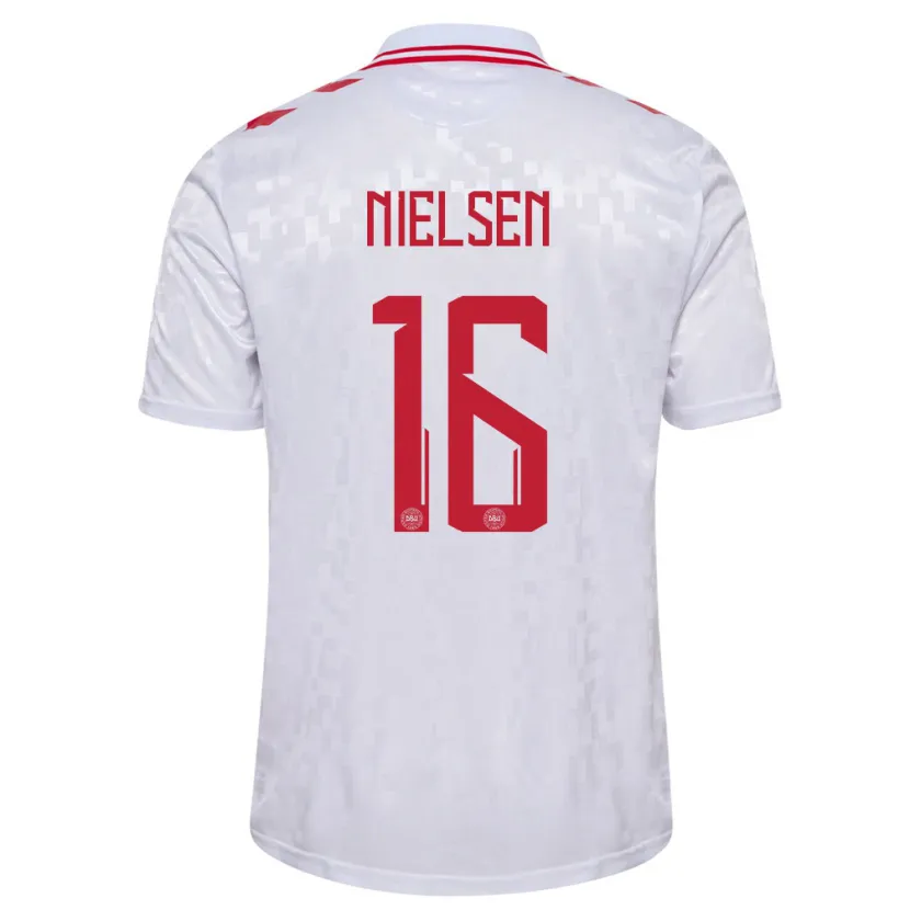 Danxen Barn Danmark Magnus Nielsen #16 Hvit Bortetrøye Drakt Trøye 24-26 Skjorter T-Skjorte