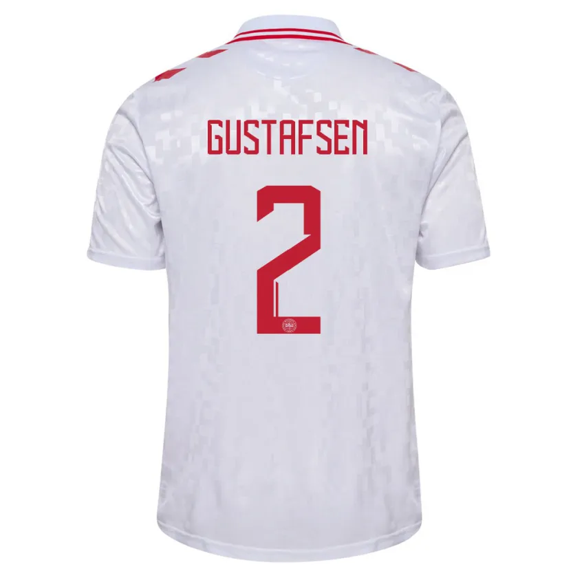 Danxen Barn Danmark Victor Gustafsen #2 Hvit Bortetrøye Drakt Trøye 24-26 Skjorter T-Skjorte