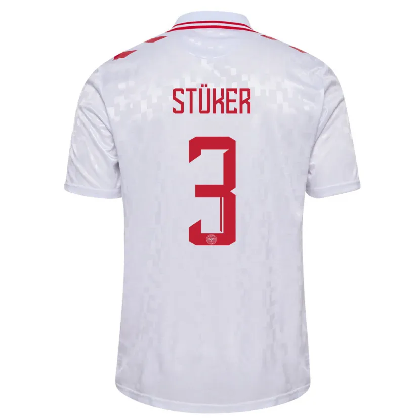 Danxen Barn Danmark Simon Stüker #3 Hvit Bortetrøye Drakt Trøye 24-26 Skjorter T-Skjorte