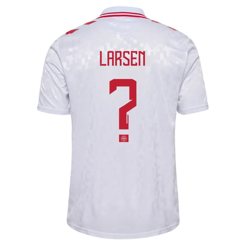 Danxen Barn Danmark Sander Larsen #0 Hvit Bortetrøye Drakt Trøye 24-26 Skjorter T-Skjorte