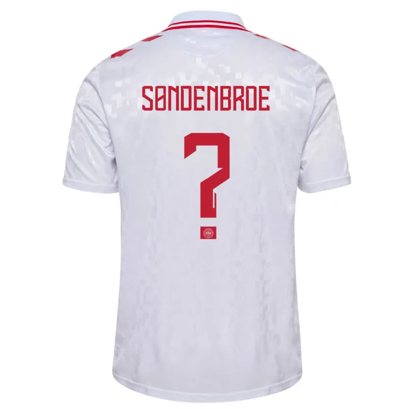 Danxen Barn Danmark Andreas Søndenbroe #0 Hvit Bortetrøye Drakt Trøye 24-26 Skjorter T-Skjorte