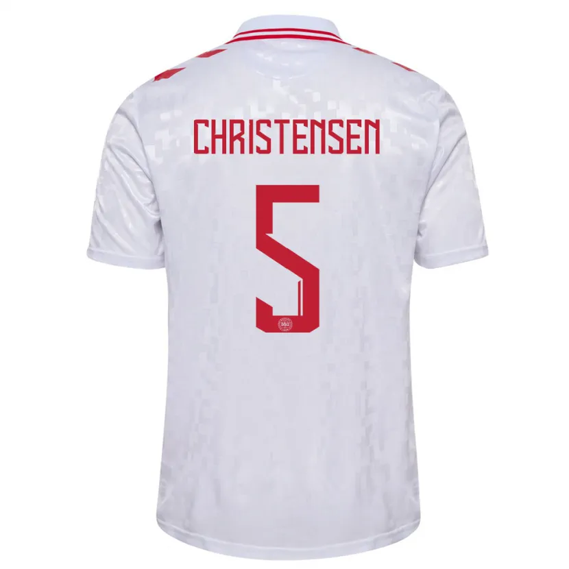 Danxen Barn Danmark Aske Christensen #5 Hvit Bortetrøye Drakt Trøye 24-26 Skjorter T-Skjorte