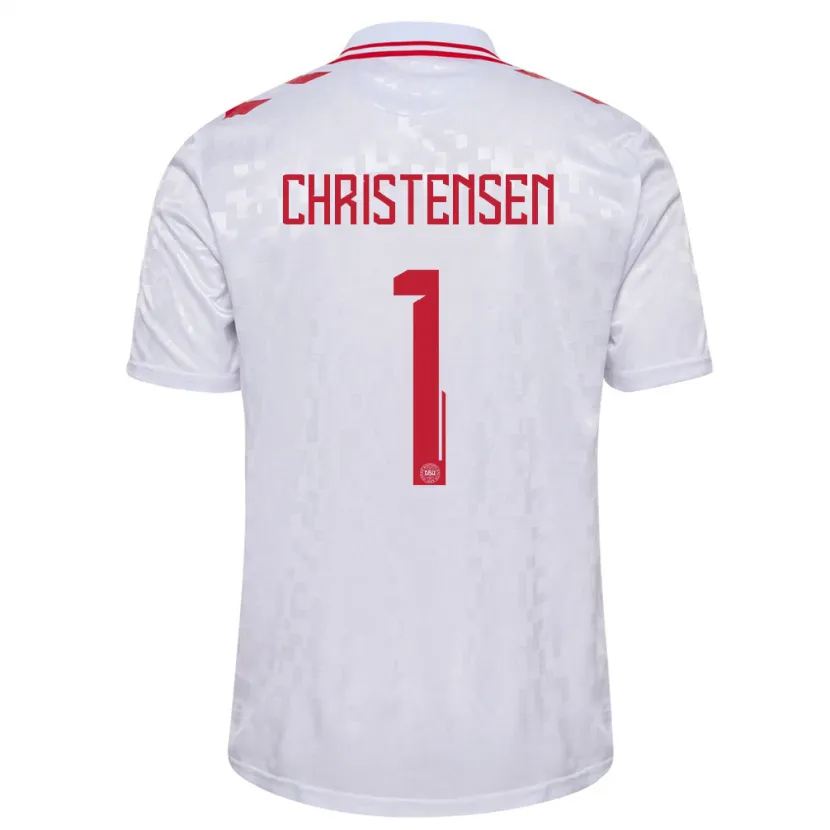 Danxen Barn Danmark Lene Christensen #1 Hvit Bortetrøye Drakt Trøye 24-26 Skjorter T-Skjorte