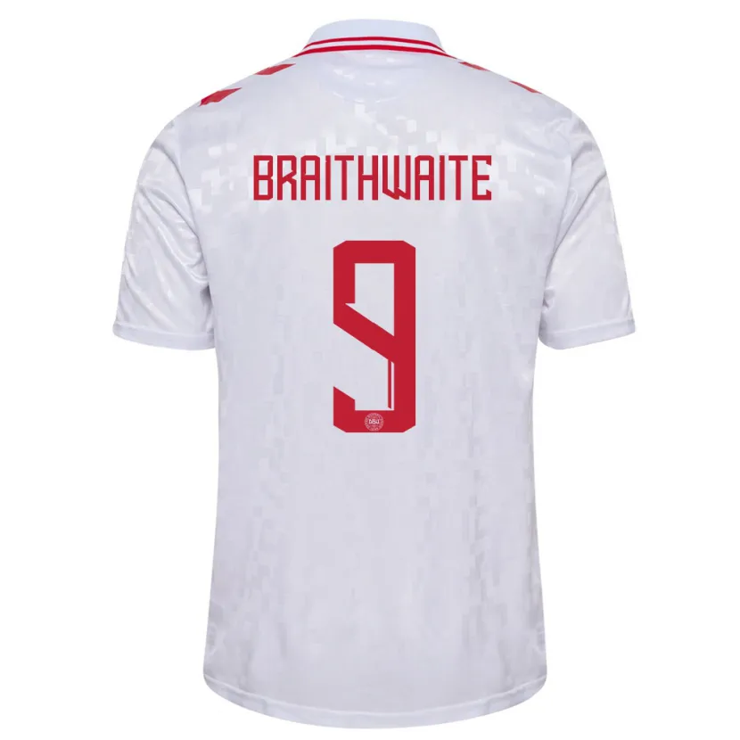 Danxen Barn Danmark Martin Braithwaite #9 Hvit Bortetrøye Drakt Trøye 24-26 Skjorter T-Skjorte