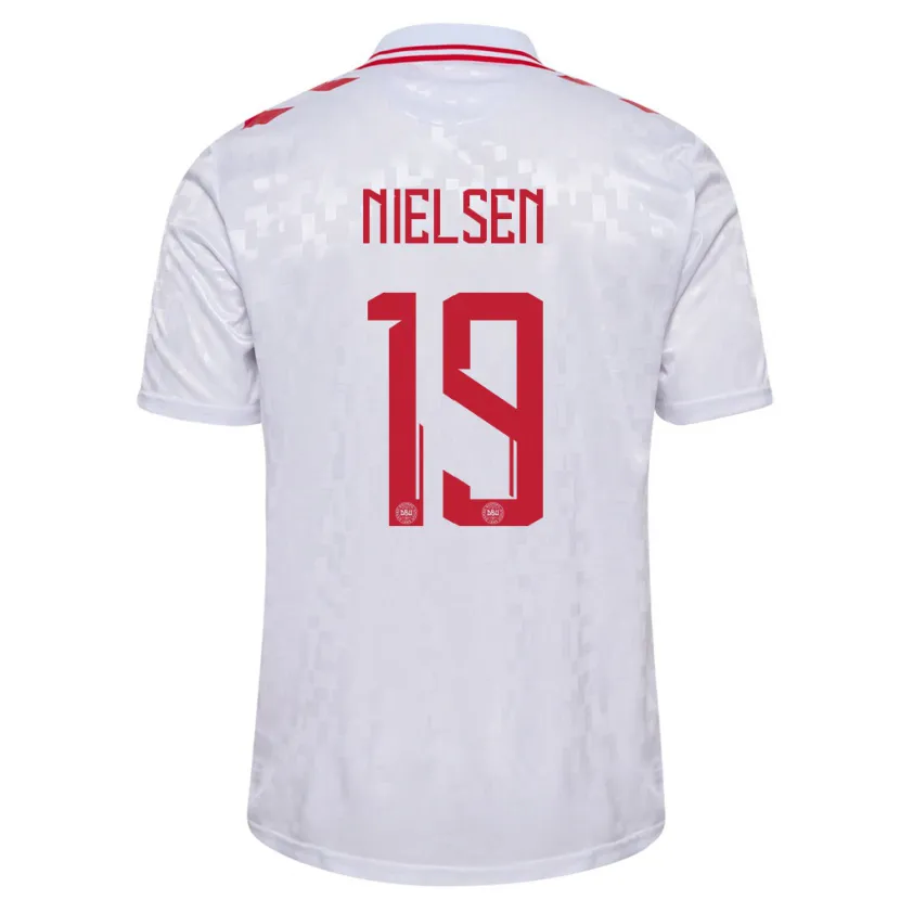Danxen Barn Danmark Casper Nielsen #19 Hvit Bortetrøye Drakt Trøye 24-26 Skjorter T-Skjorte