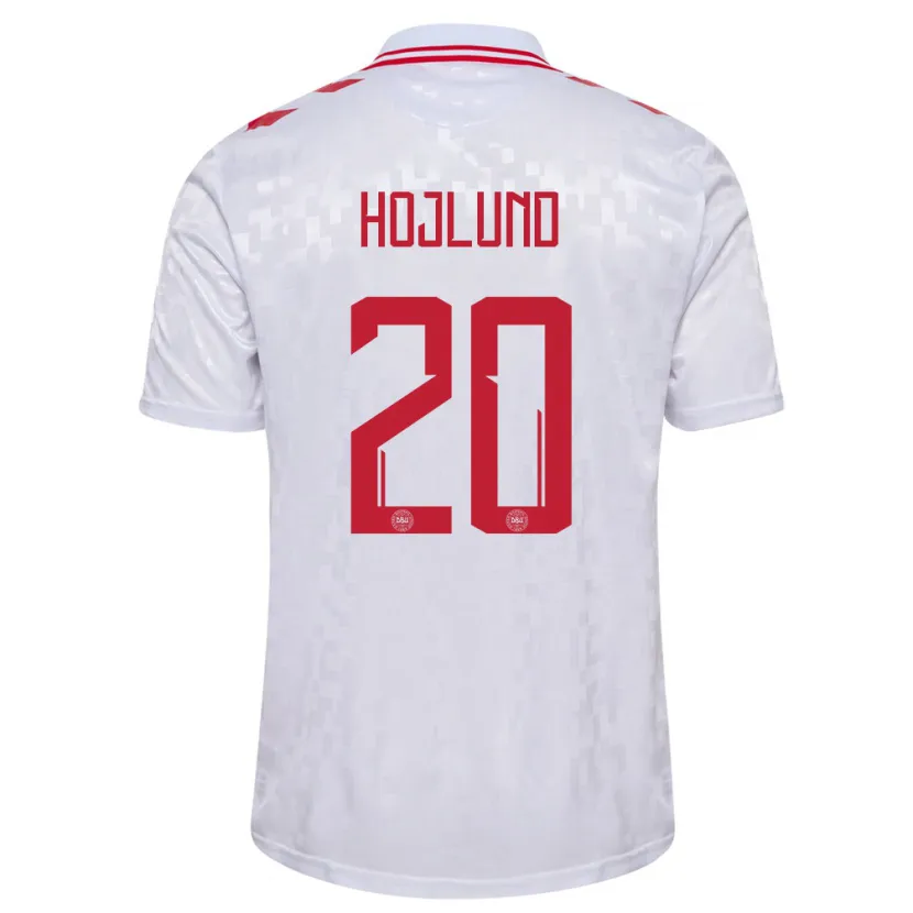 Danxen Barn Danmark Rasmus Hojlund #20 Hvit Bortetrøye Drakt Trøye 24-26 Skjorter T-Skjorte