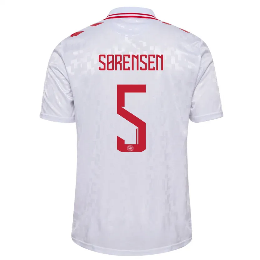 Danxen Barn Danmark Simone Boye Sorensen #5 Hvit Bortetrøye Drakt Trøye 24-26 Skjorter T-Skjorte