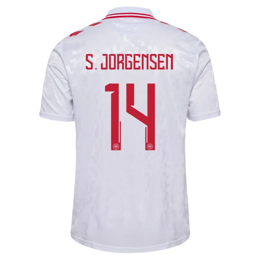 Danxen Barn Danmark Sebastian Jorgensen #14 Hvit Bortetrøye Drakt Trøye 24-26 Skjorter T-Skjorte