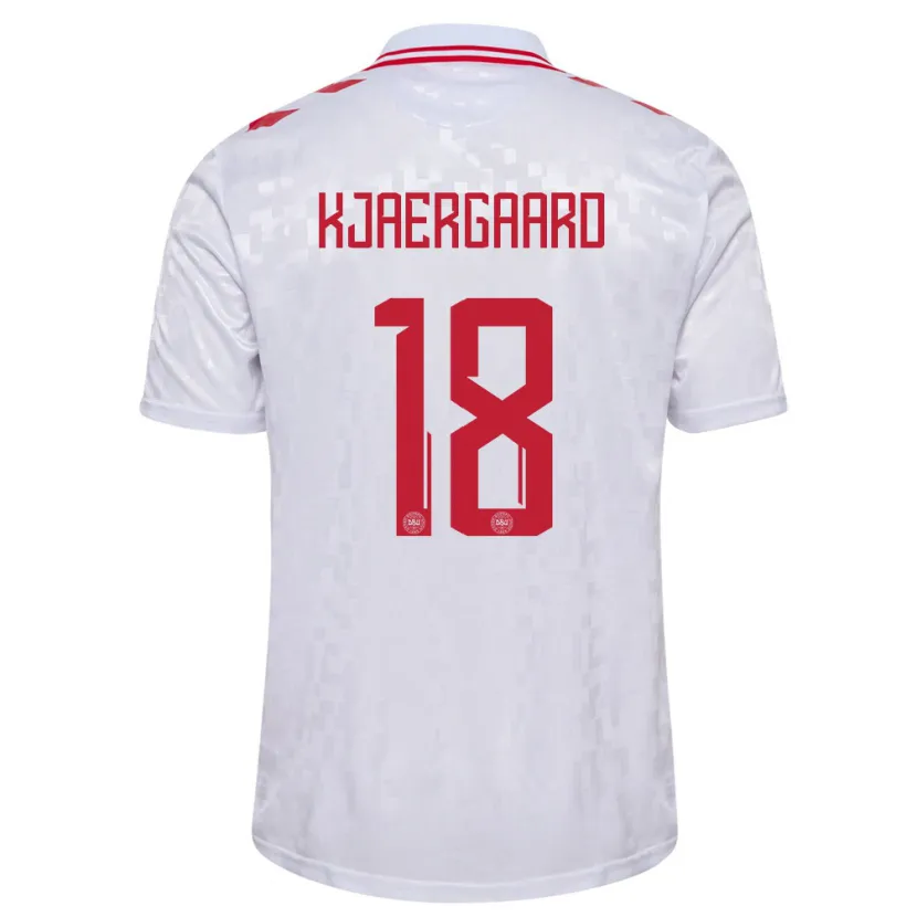 Danxen Barn Danmark Maurits Kjaergaard #18 Hvit Bortetrøye Drakt Trøye 24-26 Skjorter T-Skjorte