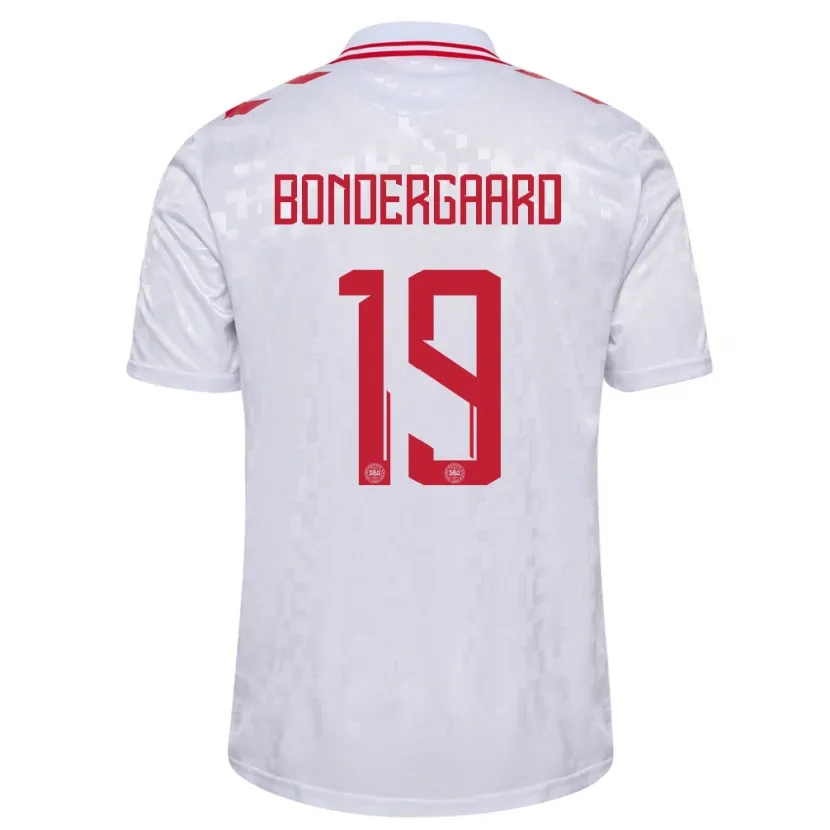 Danxen Barn Danmark Asbjorn Bondergaard #19 Hvit Bortetrøye Drakt Trøye 24-26 Skjorter T-Skjorte