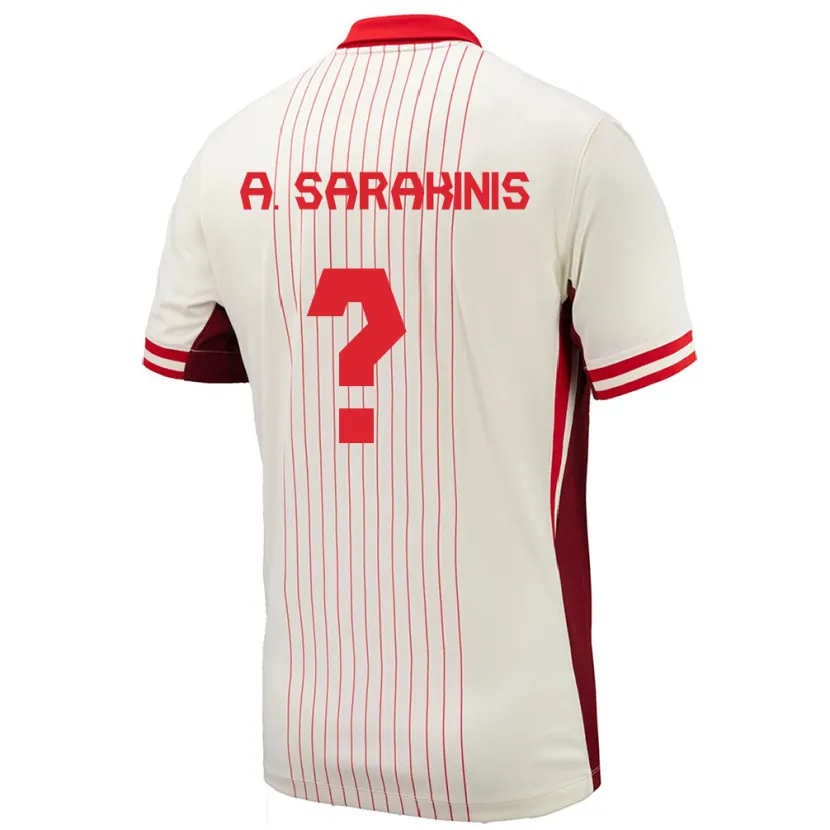 Danxen Barn Canada Alexander Sarakinis #0 Hvit Bortetrøye Drakt Trøye 24-26 Skjorter T-Skjorte