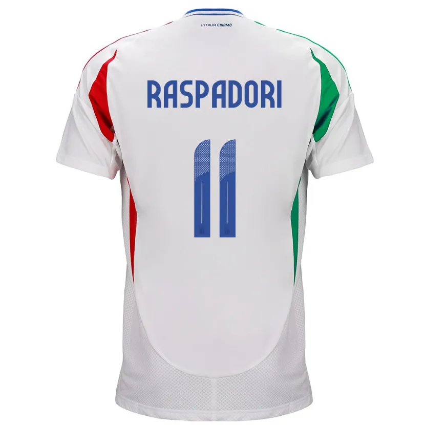 Danxen Barn Italia Giacomo Raspadori #11 Hvit Bortetrøye Drakt Trøye 24-26 Skjorter T-Skjorte