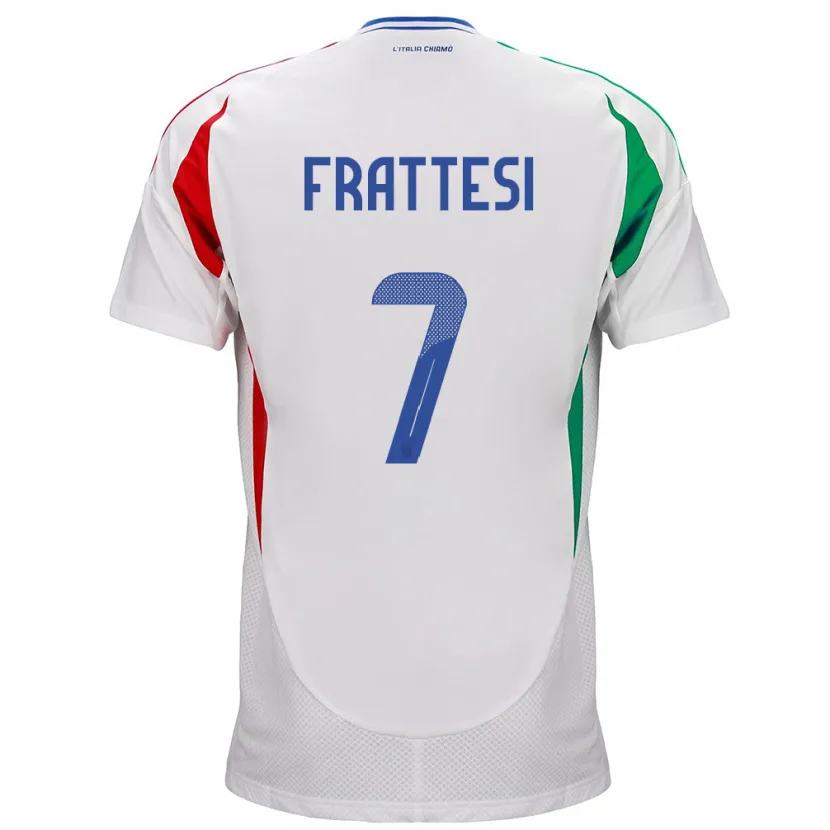 Danxen Barn Italia Davide Frattesi #7 Hvit Bortetrøye Drakt Trøye 24-26 Skjorter T-Skjorte