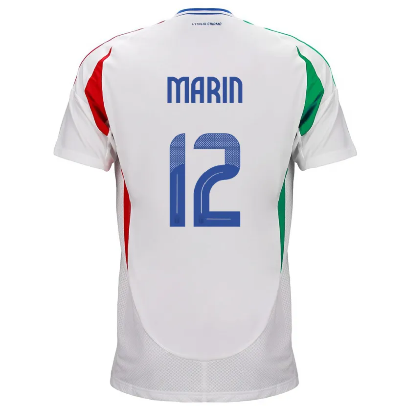 Danxen Barn Italia Renato Marin #12 Hvit Bortetrøye Drakt Trøye 24-26 Skjorter T-Skjorte