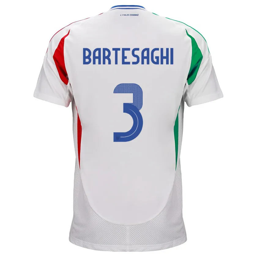 Danxen Barn Italia Davide Bartesaghi #3 Hvit Bortetrøye Drakt Trøye 24-26 Skjorter T-Skjorte