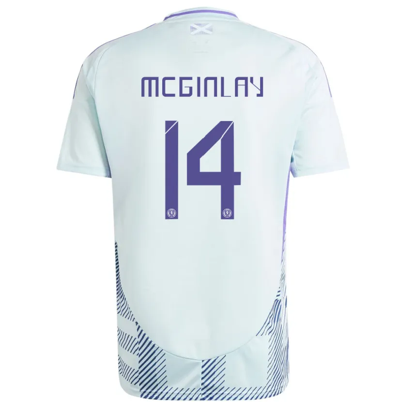 Danxen Barn Skottland Aiden Mcginlay #14 Lys Mynteblå Bortetrøye Drakt Trøye 24-26 Skjorter T-Skjorte