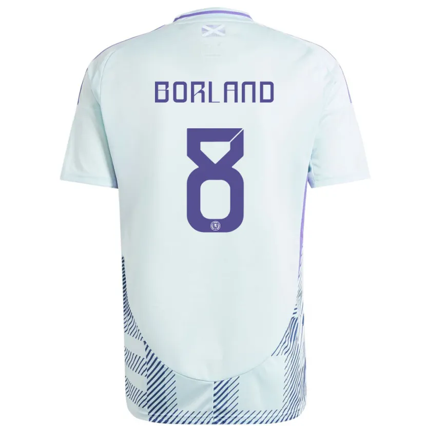 Danxen Barn Skottland Aidan Borland #8 Lys Mynteblå Bortetrøye Drakt Trøye 24-26 Skjorter T-Skjorte