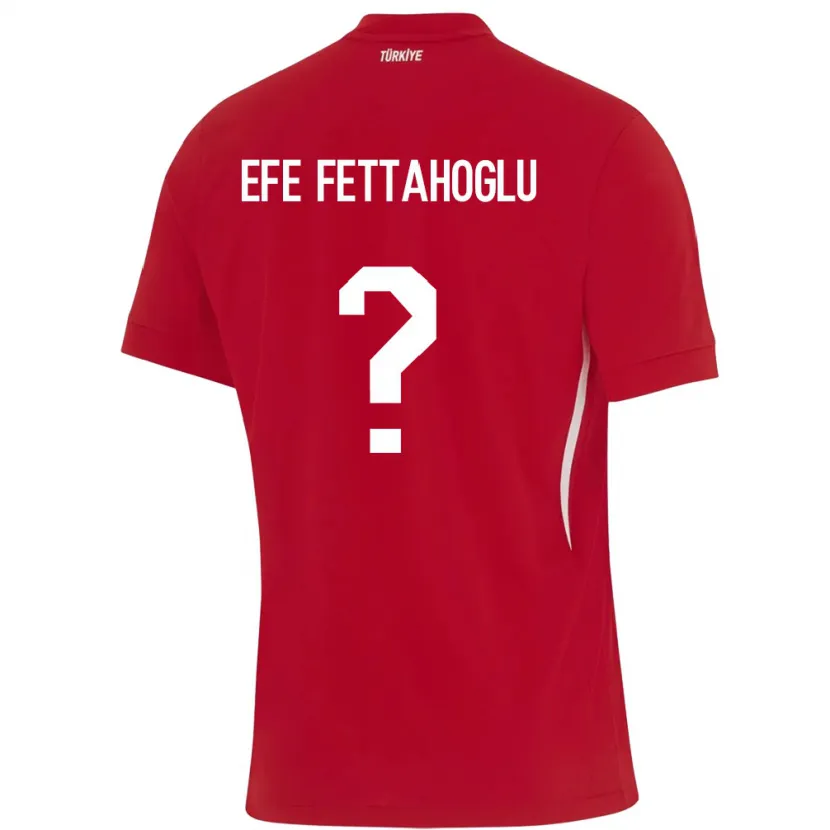 Danxen Barn Tyrkia Adnan Efe Fettahoğlu #0 Rød Bortetrøye Drakt Trøye 24-26 Skjorter T-Skjorte