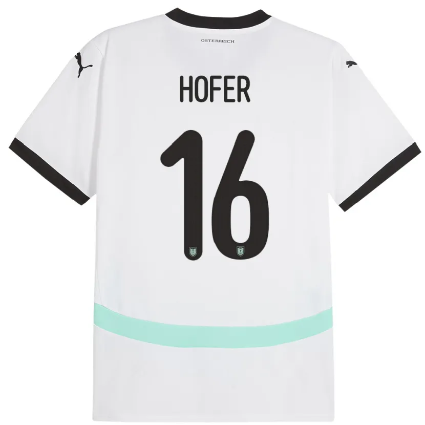 Danxen Barn Østerrike Raphael Hofer #16 Hvit Bortetrøye Drakt Trøye 24-26 Skjorter T-Skjorte