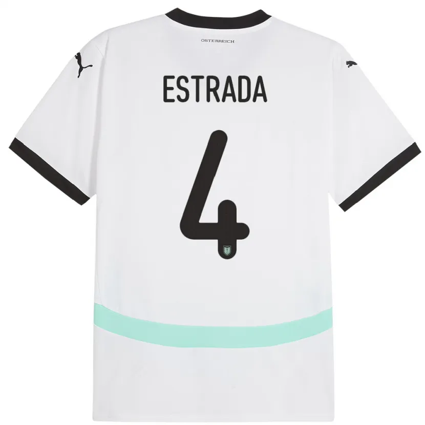 Danxen Barn Østerrike Pascal Estrada #4 Hvit Bortetrøye Drakt Trøye 24-26 Skjorter T-Skjorte