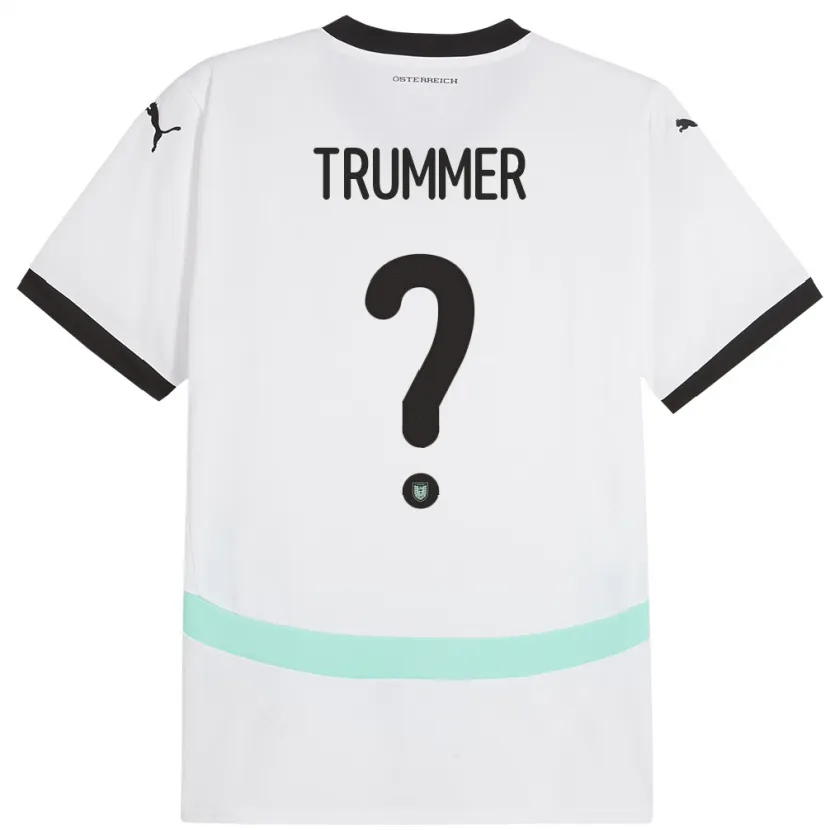 Danxen Barn Østerrike Tim Trummer #0 Hvit Bortetrøye Drakt Trøye 24-26 Skjorter T-Skjorte