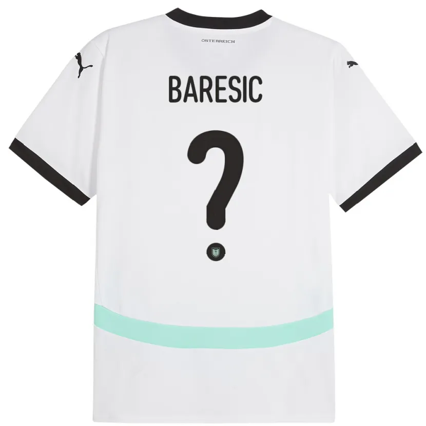 Danxen Barn Østerrike Leon Baresic #0 Hvit Bortetrøye Drakt Trøye 24-26 Skjorter T-Skjorte