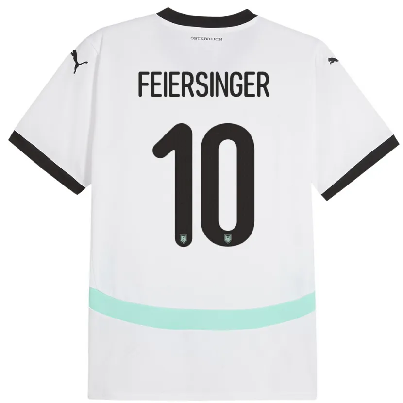 Danxen Barn Østerrike Laura Feiersinger #10 Hvit Bortetrøye Drakt Trøye 24-26 Skjorter T-Skjorte