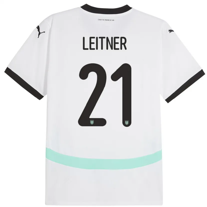 Danxen Barn Østerrike Annelie Leitner #21 Hvit Bortetrøye Drakt Trøye 24-26 Skjorter T-Skjorte