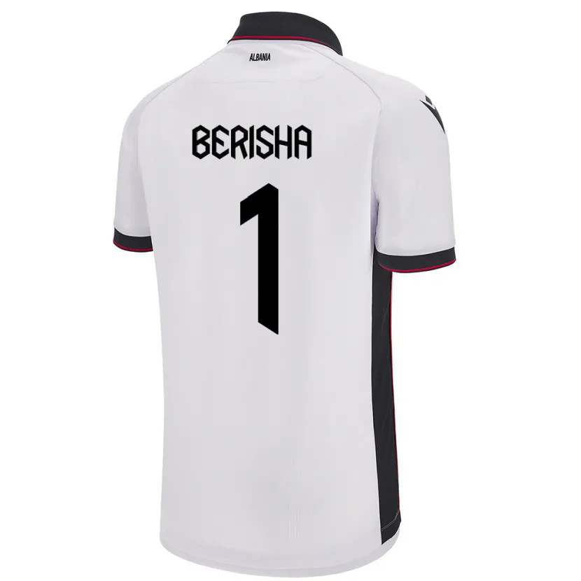 Danxen Barn Albania Etrit Berisha #1 Hvit Bortetrøye Drakt Trøye 24-26 Skjorter T-Skjorte