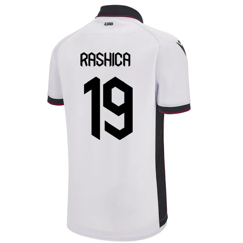 Danxen Barn Albania Ermir Rashica #19 Hvit Bortetrøye Drakt Trøye 24-26 Skjorter T-Skjorte