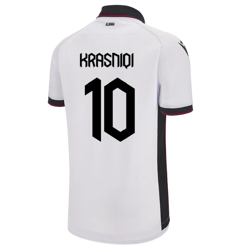 Danxen Barn Albania Qëndresa Krasniqi #10 Hvit Bortetrøye Drakt Trøye 24-26 Skjorter T-Skjorte