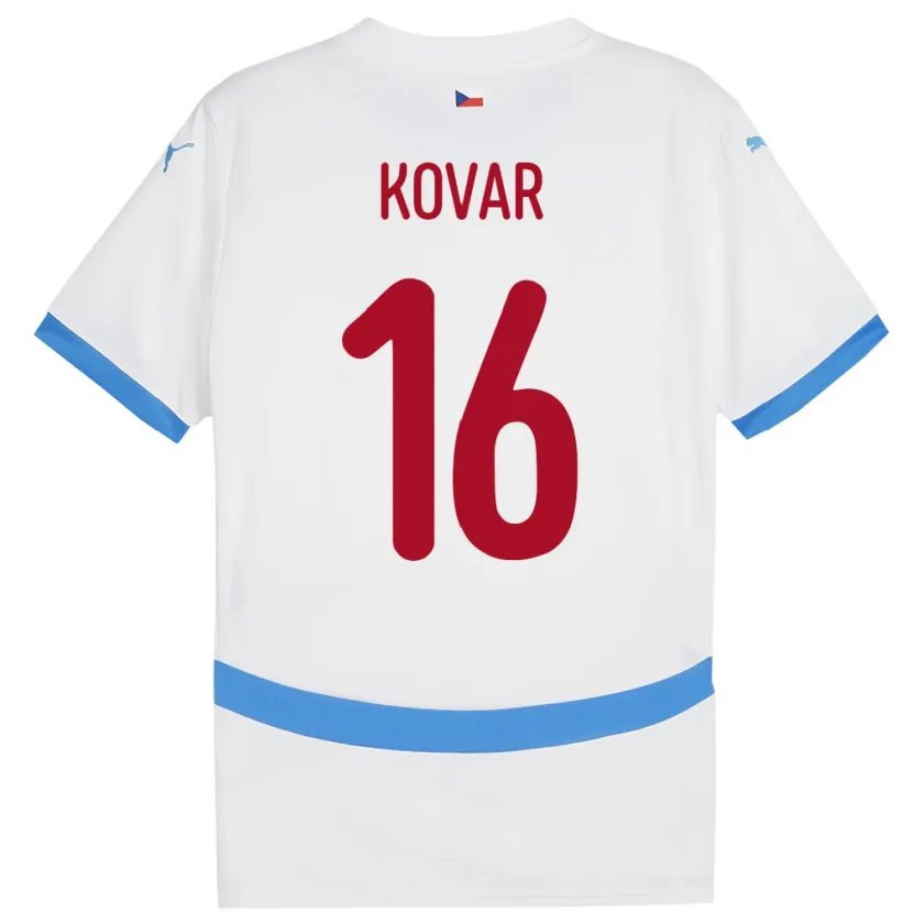 Danxen Barn Tsjekkia Matej Kovar #16 Hvit Bortetrøye Drakt Trøye 24-26 Skjorter T-Skjorte