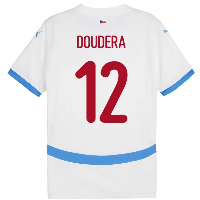 Danxen Barn Tsjekkia David Doudera #12 Hvit Bortetrøye Drakt Trøye 24-26 Skjorter T-Skjorte