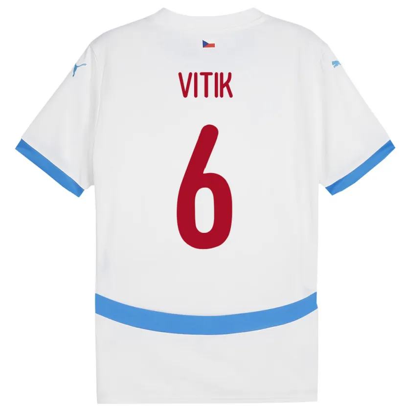 Danxen Barn Tsjekkia Martin Vitík #6 Hvit Bortetrøye Drakt Trøye 24-26 Skjorter T-Skjorte